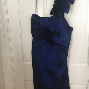 Navy Blue Social Dress.  Size 14W.  Beautiful off shoulder with flower type area